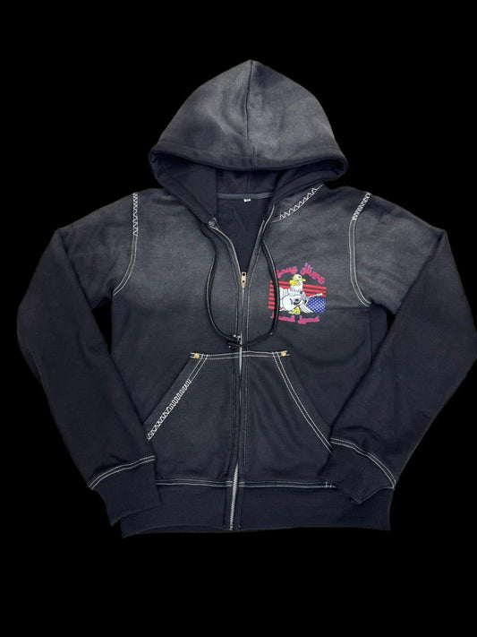 TRUE GLIME ZIP-UP (BLACK) - سترة جلايم سوداء حقيقية